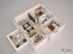 Modellazione 3D e render planimetria trilocale